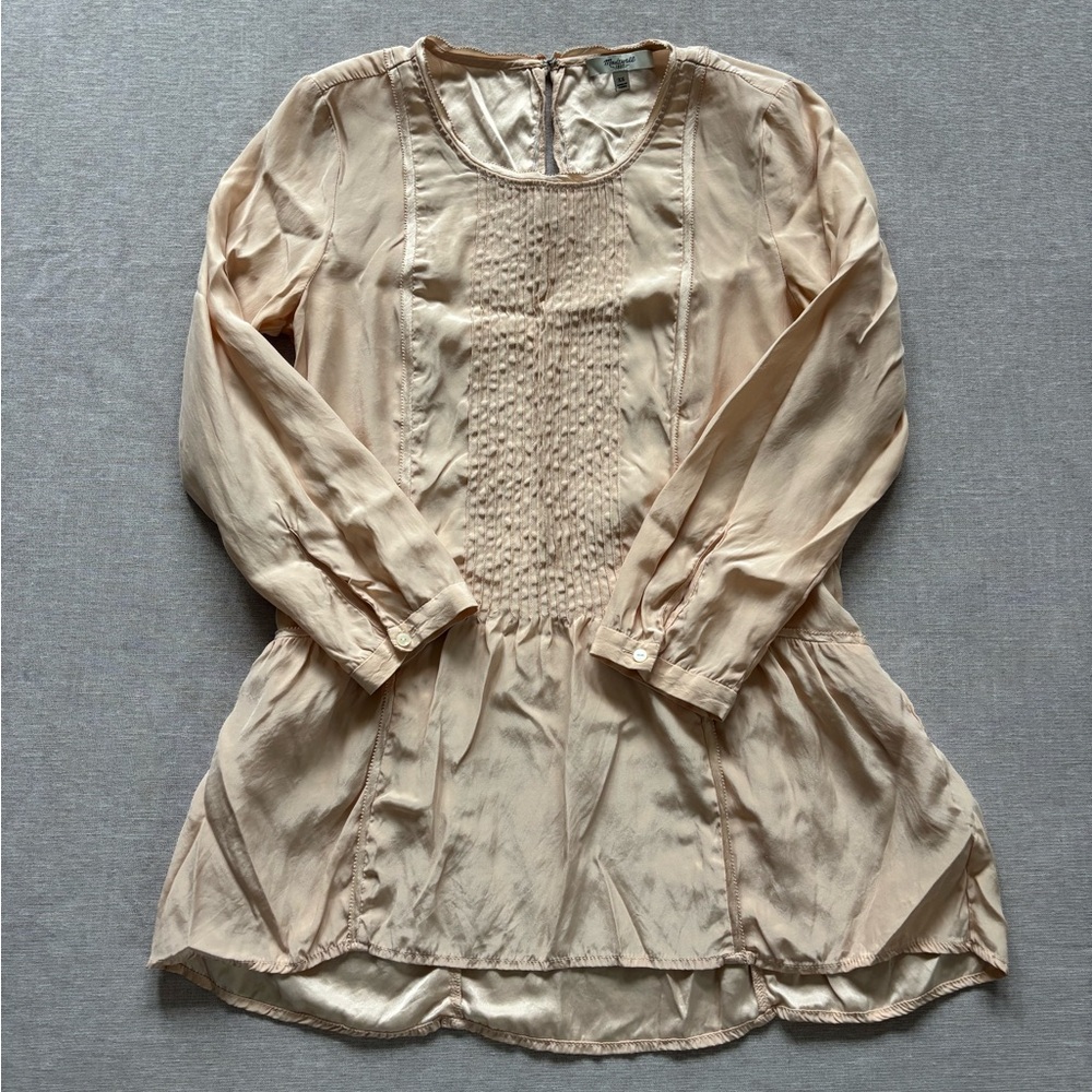 Madewell peach silk coquette boho hippie romantic flowy top XS
